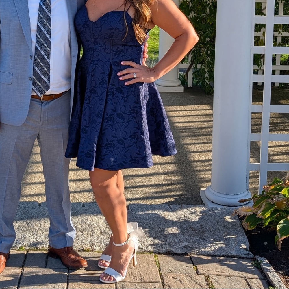 Elegant Navy Blue Short Dress